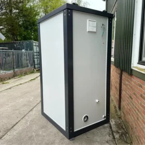 Bastone Portable Restroom w/ Sink, Flush Toilet & Vent Fan for Outdoor Use